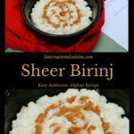Sheer Birinj a bowl of rice pudding with cinnamon on top