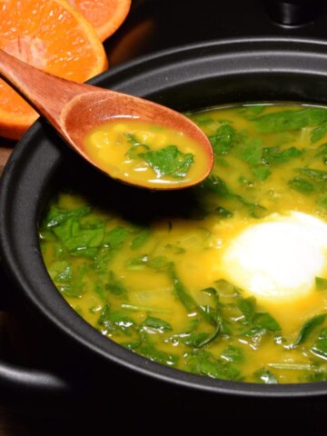Lesotho spinach and tangerine soup