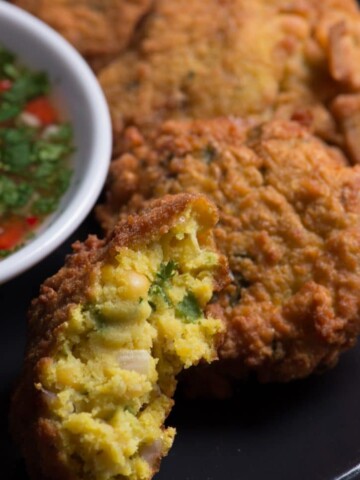 Spiced yellow split pea fritters