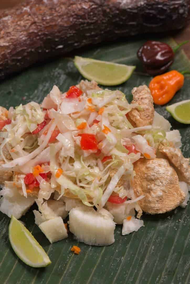 Nicaraguan Vigoron (Cabbage Slaw and Yuca Salad 