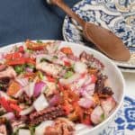 a bowl of portuguese octopus salad/