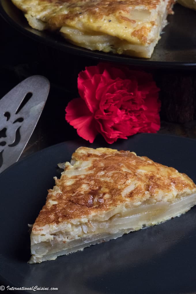 A slice of a Spanish Tortilla