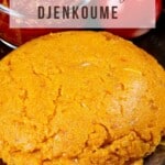 A plateful of tomato cornmeal called Djenkoume from Togo